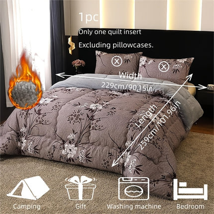 1pc Luxury Dark Grey Purple Floral Bedspread