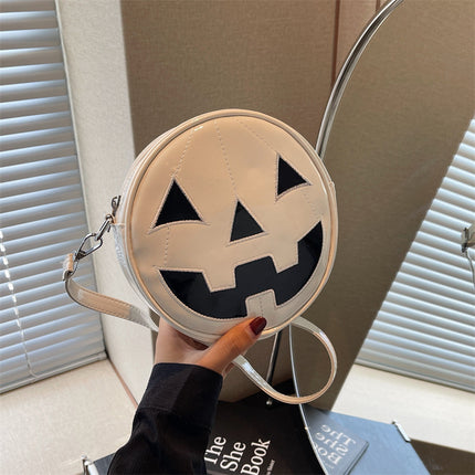 Halloween Pumpkin Small Round Bag Girls Funny Cute Shoulder Bag