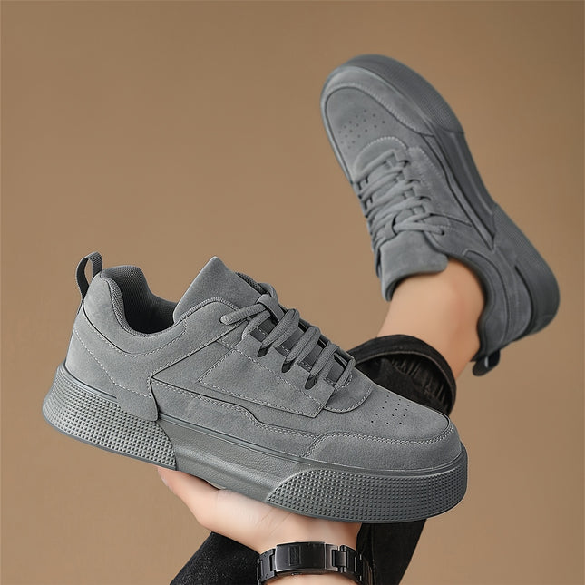 Men'S Fashion Solid Color Low-Top Sneakers with Lace-Up Closure,