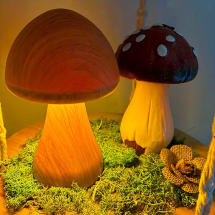 USB Dimmable Mushroom Table Lamp with Touch Control, Smart Tri-Color Mushroom Lamp