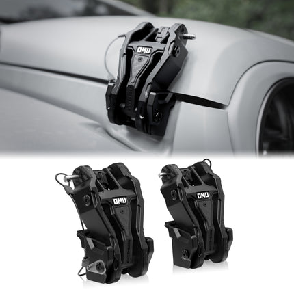 OMU Genesis Series Hood Latch Lock Catch Compatible with 2007-2017 Jeep Wrangler JK/JKU, Aluminum Adjustable Hood Latches for Reducing Hood Shaking, 2 Pcs