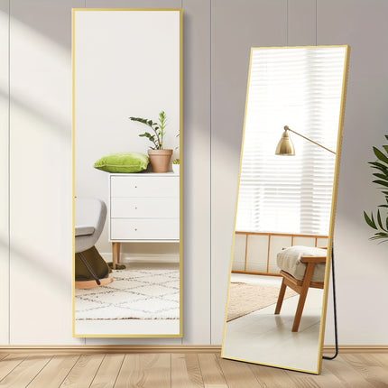 Aluminum Alloy Frame Standing Leaning Hanging Full Body Mirror for Wall