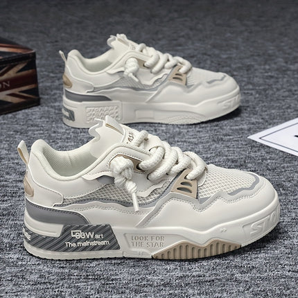 Men'S Skate Shoes - Non-Slip Grip, Easy-Clean Surface, Breathable Lace-Up Sneakers with Cushioned PVC Sole