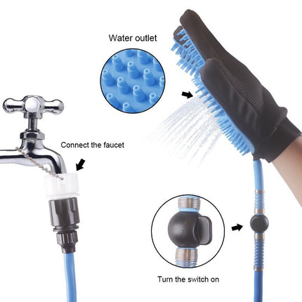 Pet Shower Five-fingered Hose Dog Gloves Spray Bath Massage Brush