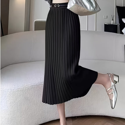 Ladies' Autumn/Winter New Arrival, Elegant High-Waisted A-Line Pleated Skirt