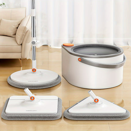 Wash Mop And Bucket Set, With Three Types Mop Heads, Household Rotating Floor Mop, Lazy Mop