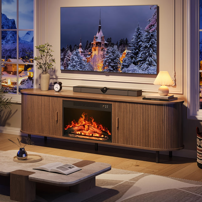 TV Stand with 23-Inch Wall-Fireplace - Suitable for TVs Up to 80"