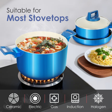 10pcs Nonstick Pots And Pans Sets with Lids, Aluminum Nonstick Cookware Sets,
