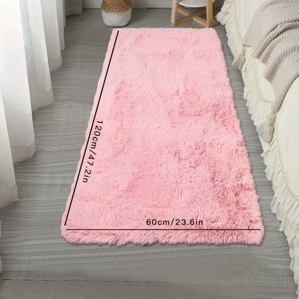 1pc Plush Thickened Area Mat - Non-Slip, Machine Washable, Soft Pink Faux Fur Mat for Bedroom,