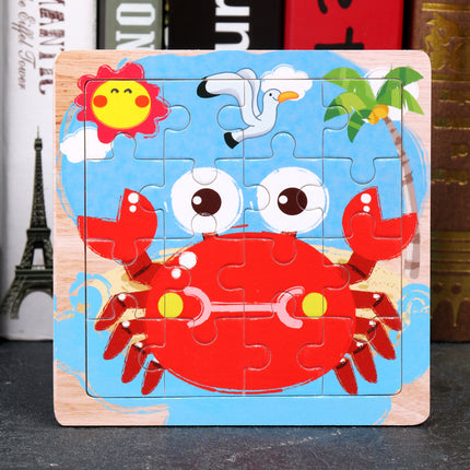 Animal Cartoon 16-piece Wooden Puzzle