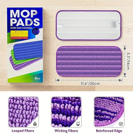 Mop Pads Reusable, Strong Absorption, Pet Hair Pickup, Dust and Dirt Grips, Cleaning Accessories, 2 Pack