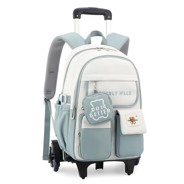 1pc School Backpacks Trolley, Backpack School Bag With 6 Wheels, Trolley School Bags For School