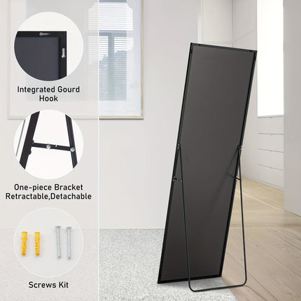 Floor Mirror, 64" x 21" Full Length Mirror with Stand, Hanging Mirror Wall Mounted Mirror with Aluminum