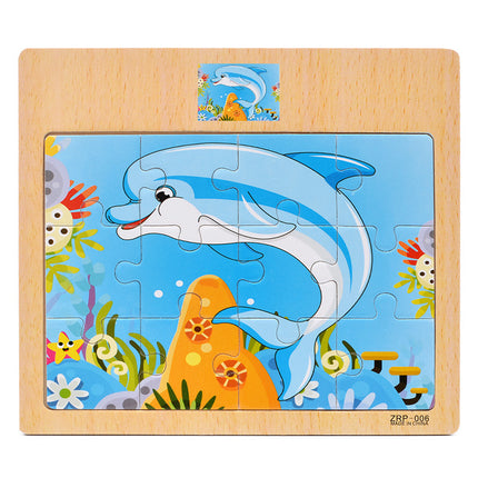 Wooden 12-piece Puzzle Puzzle Infant Children Early Childhood Educational Toys Animal Transportation Wooden Puzzle Toy