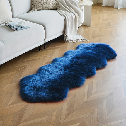 Soft and Fluffy Sheepskin Carpet - Non-slip Artificial Fur Carpet for Bedroom, Living Room and Game Room