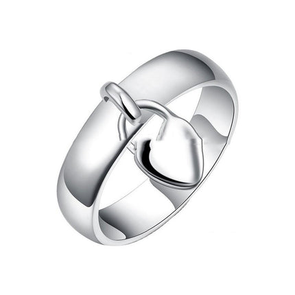 Fashionable Niche-design Silver-plated Heart-lock Ring