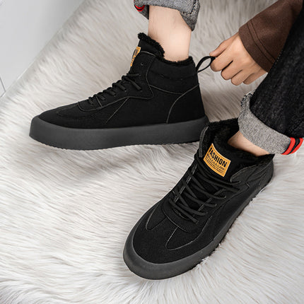 Men's Winter Warm Mid-Top Sneakers Slip-Resistant Traction Tread