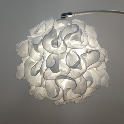 Modern Spherical Fabric Shade with Wavy Design  Soft Pink & White Textured Lighting Fixture