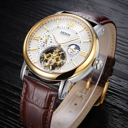 Automatic Mechanical Watch - Business Chronograph with Skeleton Dial, Golden