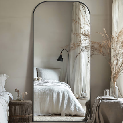71"x32"&76"x34" Floor Mirror Freestanding, Arched Floor Standing Large Mirror Full Body Mirror