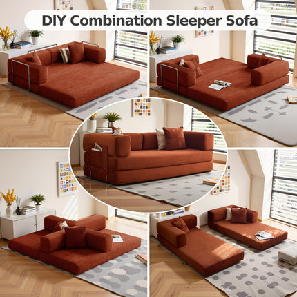 Sofa Bed | Convertible Floor Boneless Couch with Comfy Pillow, Modular Modern Corduroy Sofa