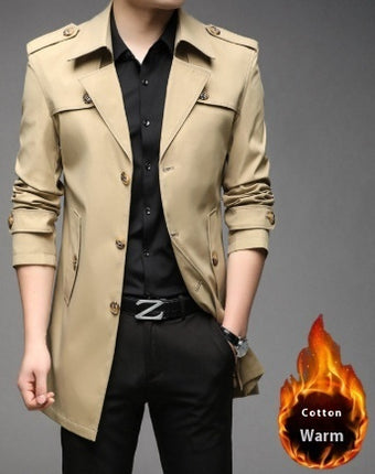 Windbreaker Mid-length Casual Jacket Slim Business Men's Suit Jacket