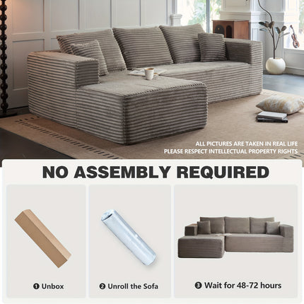 Sofa, Boneless Deep Seat Modular Couch, No Assembly Required, Minimalist Modern Design