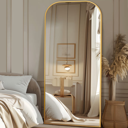 71"x32"&76"x34" Floor Mirror Freestanding, Arched Floor Standing Large Mirror Full Body Mirror