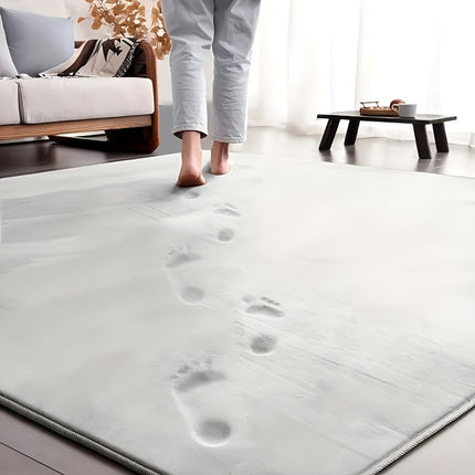 Gray Large Living Room Mat 1pc Coral Velvet Short Pile Soft Minimalist Bedroom Mat Kitchen Mat