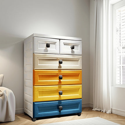 Modern 5-Tier Stackable Storage Cabinet with Large & Small Drawers - Heavy-Duty Plastic Construction