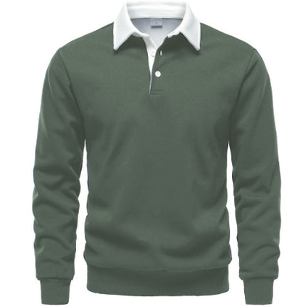 Men's Fashion Casual Versatile Long Sleeves Polo Collar Sweater