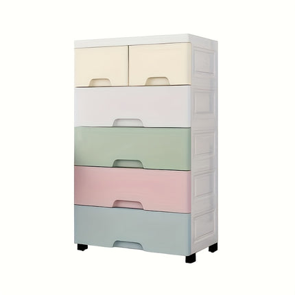 6-Drawer Large Capacity Storage Cabinet with Wheels - Durable Organizer for Non-Waterproof Clothes