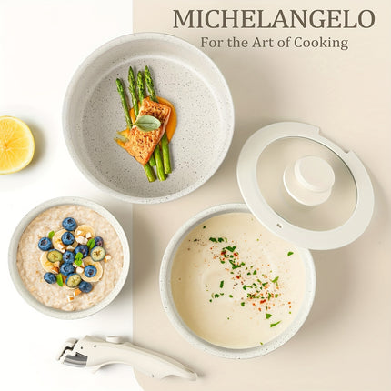 3Qt Pots with Removable Handles, Non Toxic Saucepan Set with Detachable Handle