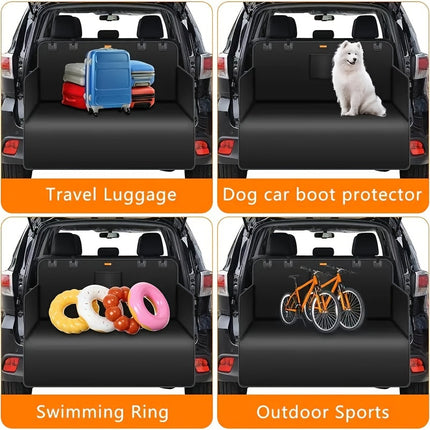1pc Universal Fit Dog Car Trunk Liner Protector, Non-Slip Waterproof Pet Cargo Cover, Scratch-Resistant Washable Luggage Mat for Small Trucks SUVs, Black Fabric Material