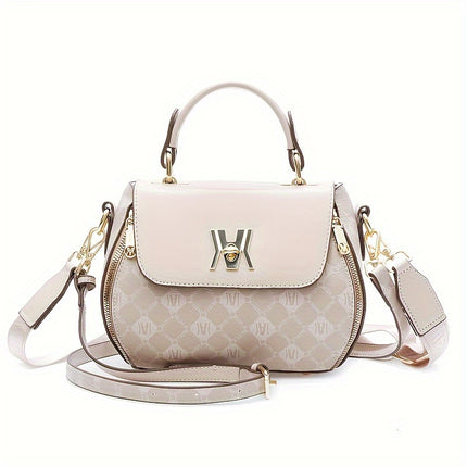 Classic Colorblock Shoulder Handbag - Satchel Bag Synthetic with Feature - Adjustable Strap