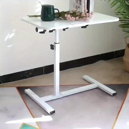 Height-Adjustable Laptop Desk with Tilting Desktop & Hidden Wheels