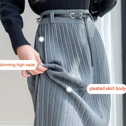 Ladies' Autumn/Winter New Arrival, Elegant High-Waisted A-Line Pleated Skirt