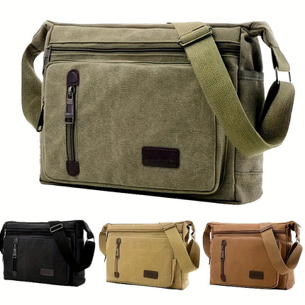 Large Capacity Multi-Pocket Crossbody Shoulder Bag with Adjustable Strap - Heavy-Duty Casual Outdoor