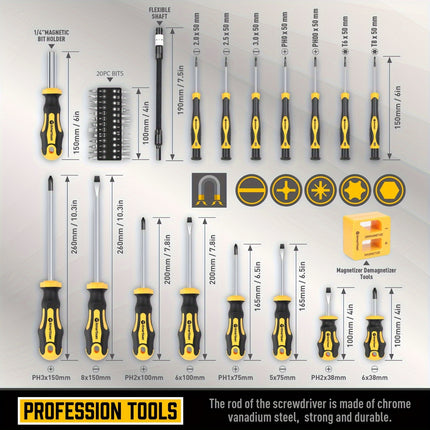 43pcs Magnetic Screwdriver Set Includes Slotted, Phillips, Hex, Torx, And Precision Screwdriver Sets,