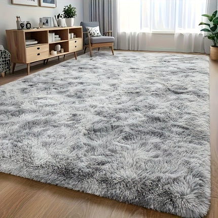 A 0.6MM High-Density Rebound Sponge Material, One Gray Tie-Dye Fluffy Soft Living Room Carpet,