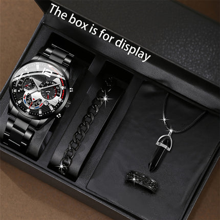 4pcs Men'S Quartz Watch and Fashion Accessories Set | Perfect for Daily Use, Birthday Parties
