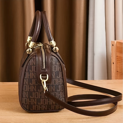 Designer-Inspired Boston Handbag for Women, Large Capacity Shoulder Bag with Zipper Closure