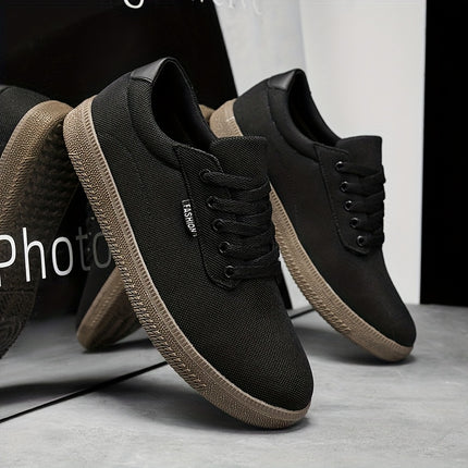 Men'S Classic Low-Top Canvas Sneakers - Retro Casual Shoes with Lace-Up Closure, Breathable Fabric Lining