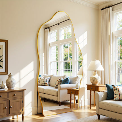 Full-Length Mirror with Stand - Adjustable Standing Floor Mirror with Large Pane,