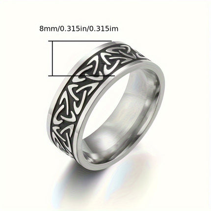 Retro Nordic Viking Evil Eye Great Wall Pattern Titanium Steel Ring