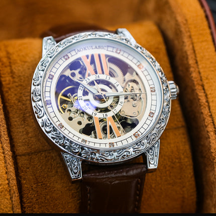 Men'S Luxury Vintage Tourbillon Skeleton Automatic Mechanical Watch, Luminous Hands