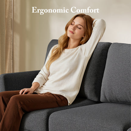 3-Seater Sofa  Modern Grey Memory Foam Sofa with Deep Seat and Armrests, Comfortable