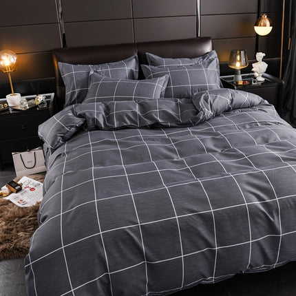 3pcs Geometric Print Duvet Cover Set - Soft, Breathable Polyester, All-Season Comforter with Zip Closure