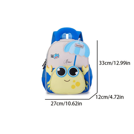 personalized large capacity backpack, stylish cartoon backpack, cute crab pattern, zipper closure