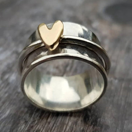Simple Fashion Peach Heart Rotatable Decompression Ring